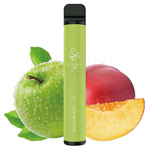 Mini narghilea unica folosinta - Elf Bar Apple Peach cu 600 pufuri si 20 mg nicotina - TuburiAparate.ro